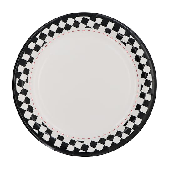12 Packs: 10 ct. (120 total) 9" Black & White Checker Dinner Plates by Celebrate It™